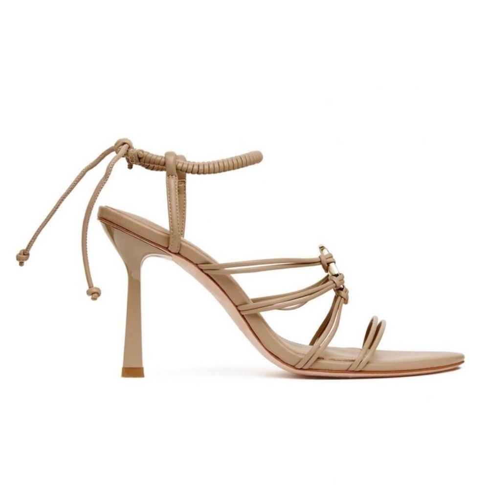 Aje Mirage Leather Strappy Ankle Tie High Heel Sandals in Willow - NWT